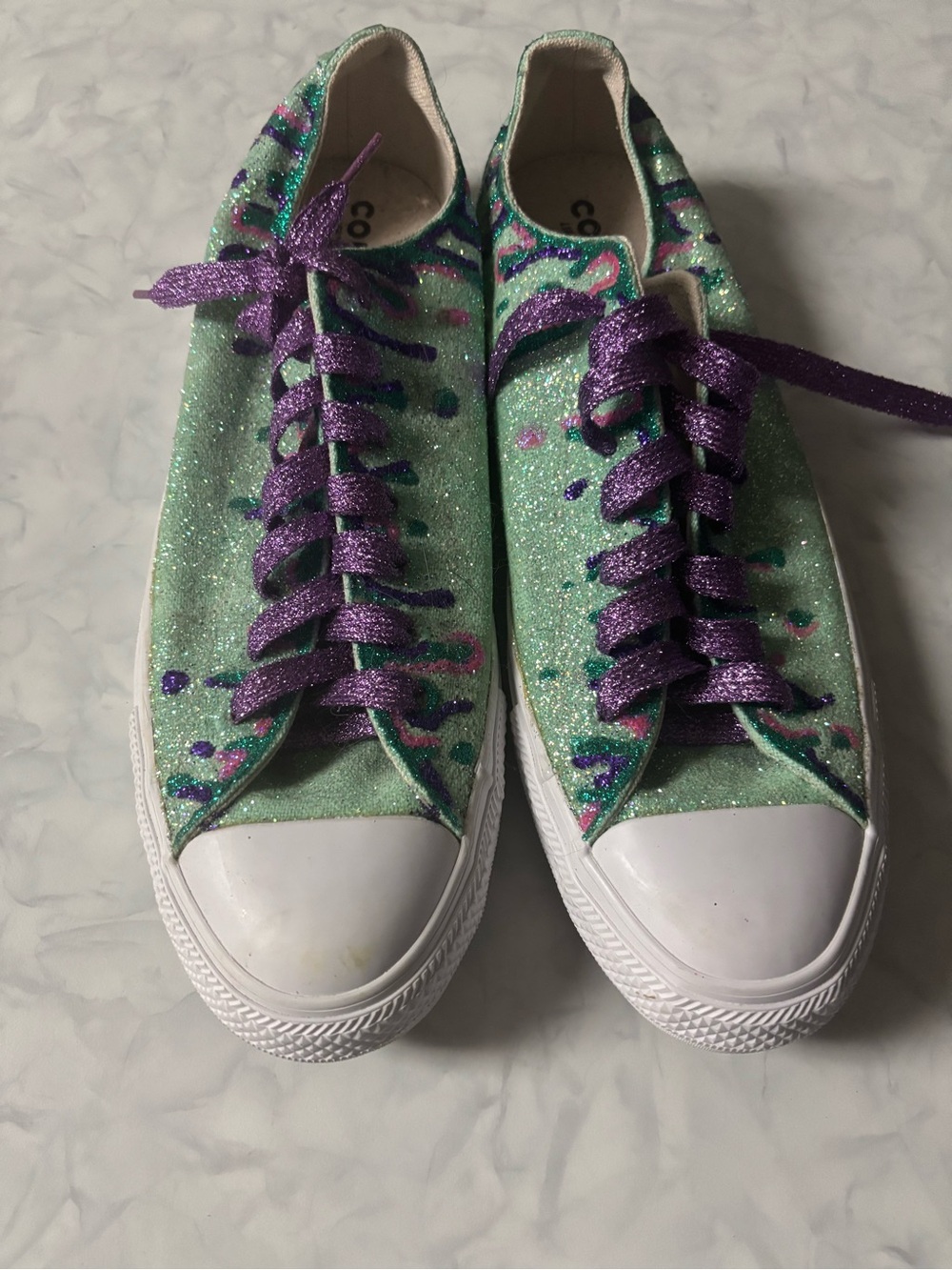 Custom Glitter Slime Converse Chuck Taylor All Star Low Shoes Men 9 Women 11